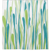 Fresh Grasses Shower Curtain in Soft Greens & Teal