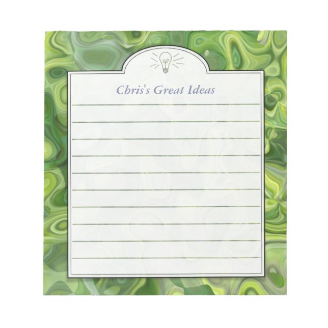 Fresh Green Abstract Art Custom Idea List Notepad (Front)