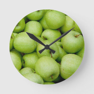 Fresh Green Apple Round Clock