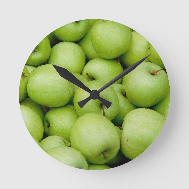 Fresh Green Apple Round Clock (Front)