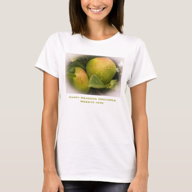 Fresh Green Apples with a Misty Border Business T-Shirt (Front)