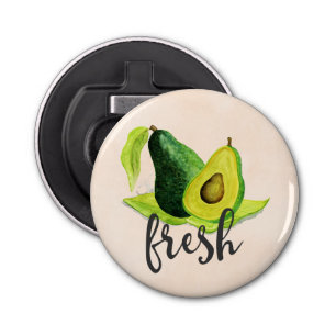 Fresh Green Avocado Still Life Fruit in Watercolor Bottle Opener