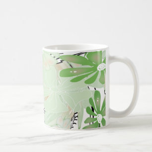 Fresh Green Bloom — Botanical Abstract Mug
