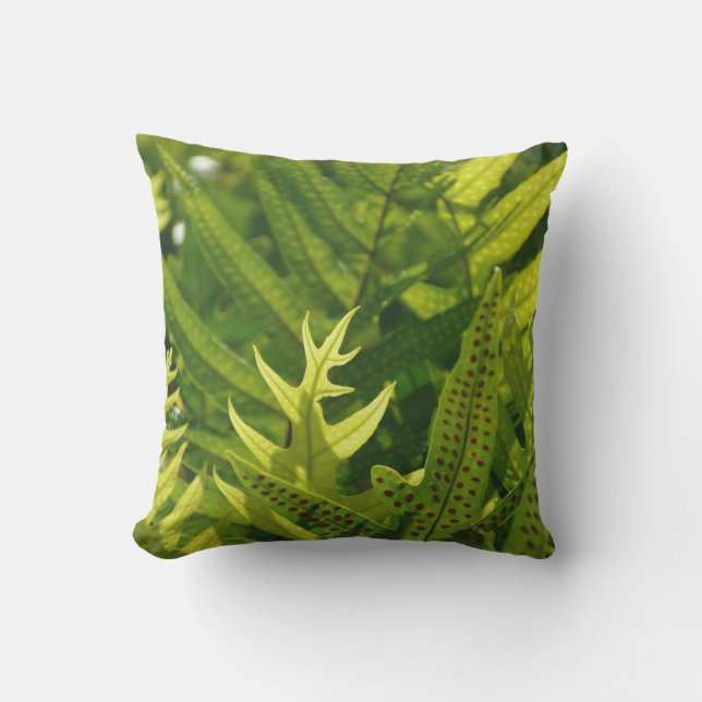 Fresh Green Ferns Botanical Cushion (Front)