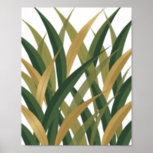 Fresh Green GOLDEN LEAVES Statement Design Poster