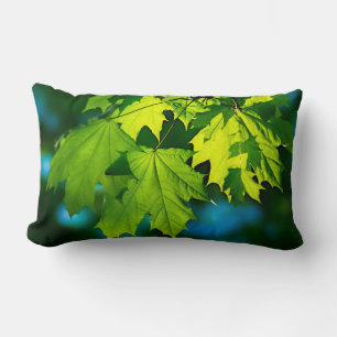 Fresh green maple leaves lumbar cushion