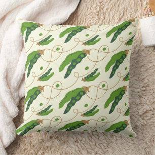 Fresh Green Pea Pod Pattern Cushion
