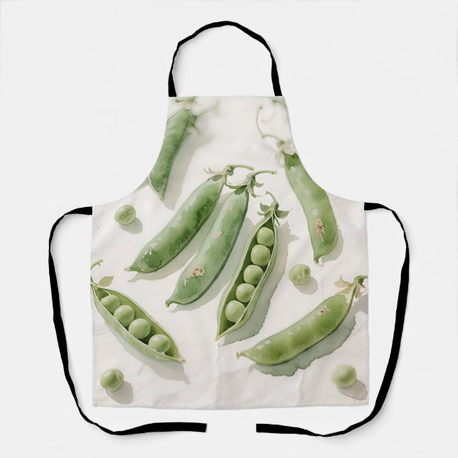 Fresh Green Peas Watercolor Apron (Front)
