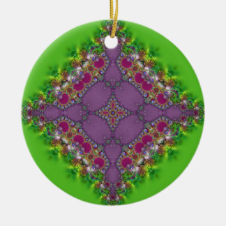Fresh Green + Pink Lacy Design Ornament