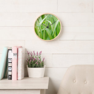 Fresh Green Plant Leaves Clock