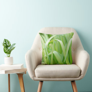 Fresh Green Plant Leaves Cushion