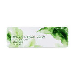 Fresh Green Tropical Leaves Return Address Label