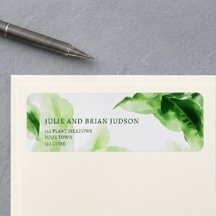 Fresh Green Tropical Leaves Return Address Label