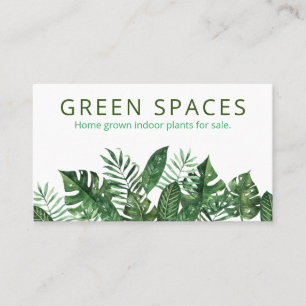 Fresh Green White Leaves Homegrown Indoor Plants Business Card