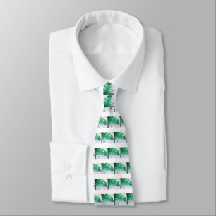 Fresh Green Wild Banana Leaf Pattern Tie