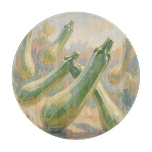 Fresh Green Zucchini Impressionist Painting Cutting Board