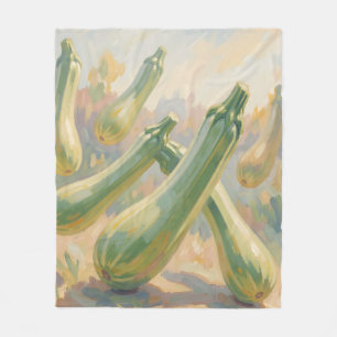 Fresh Green Zucchini Impressionist Painting Fleece Blanket