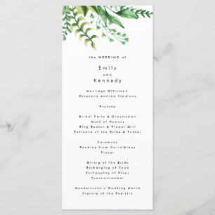 Fresh Greenery Leafy Plants Wedding Program