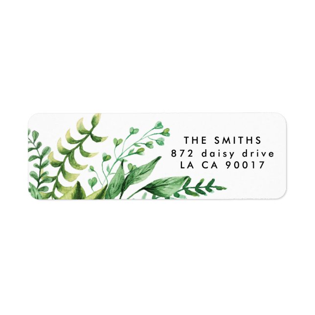 Fresh Greenery Leafy Plants Wedding Return Address Label (Front)