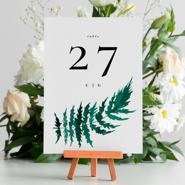 Fresh Greenery Modern Watercolor Wedding Table Number (Creator Uploaded)