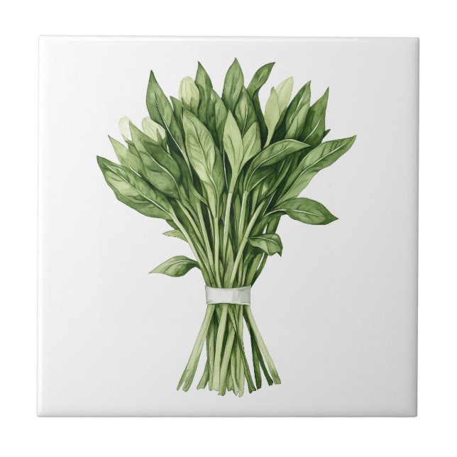 Fresh Greenery Watercolor Wedding Bouquet Ceramic Tile (Front)