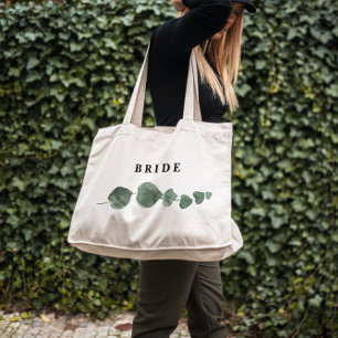 Fresh Greenery Watercolor Wedding Bride's Tote Bag