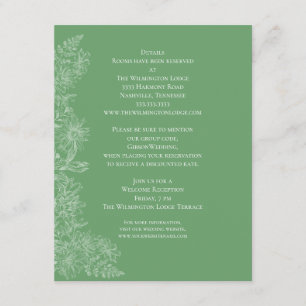Fresh GreenWhite Floral Wedding Details Enclosure Card
