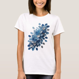 Fresh Grey BLUE LEAVES 3D Text Art T-Shirt