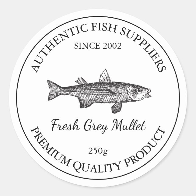 Fresh Grey Mullet Fish Packaging Label (Front)