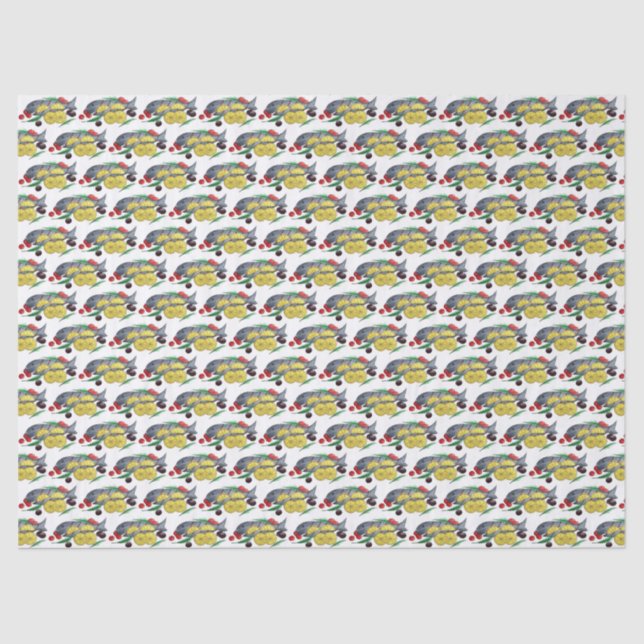 Fresh Grilled Fish Greek Mediterranean Seafood Tissue Paper (Front)