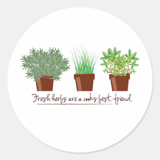 Fresh Herbs Are A Cook Classic Round Sticker (Front)