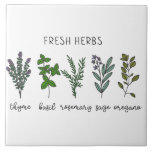 Fresh Herbs Thyme Basil Farmhouse Ceramic Tile<br><div class="desc">Fresh herbs including thyme,  basil,  sage,  rosemary & oregano on a simple white background.  Simple watercolor graphic was used to make this farmhouse ceramic tile.</div>