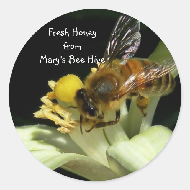Fresh Honey Bee Hive Sticker Labels (Front)