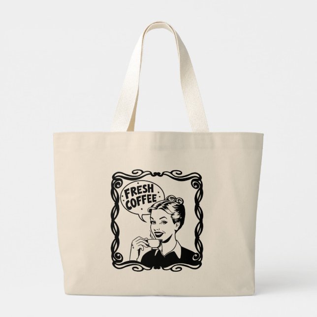Fresh Hot Coffee Large Tote Bag (Back)