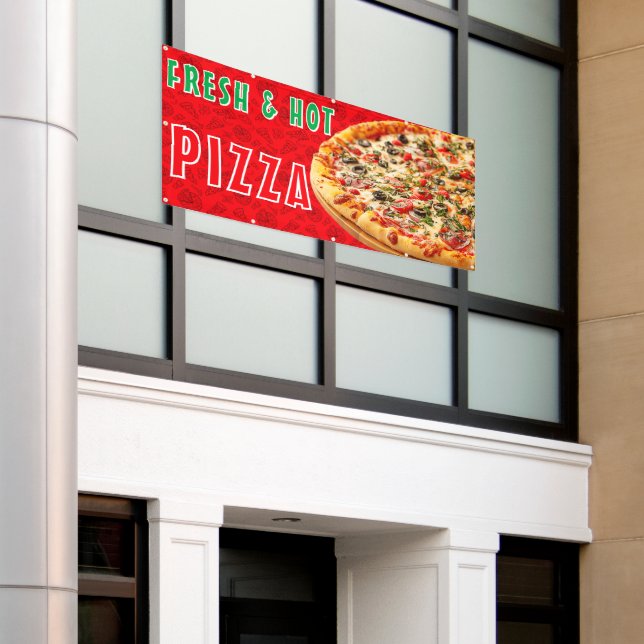 Fresh & Hot Pizza Cheesy Pepperoni Advert  Banner (Outside Building)