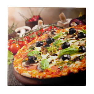 Fresh Italian pizza Ceramic Tile