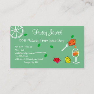 Fresh Juice Shop Name Card Jewel