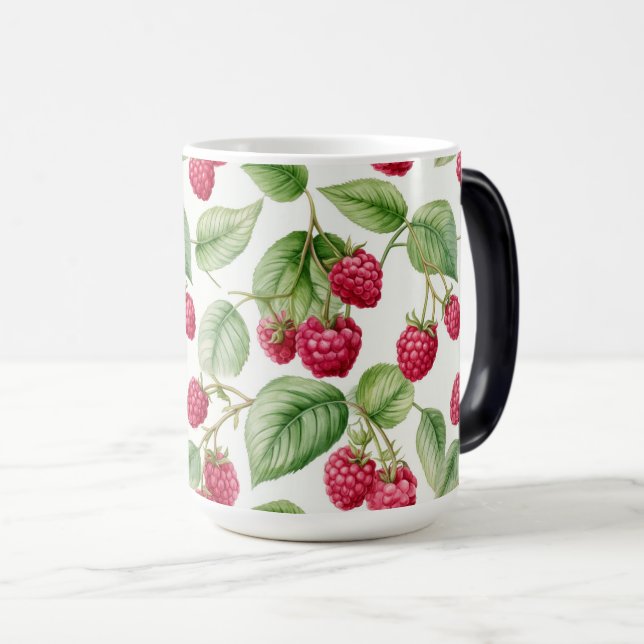 Fresh Juicy Raspberry Fruit Pattern Magic Mug (Front Right)