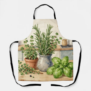 Fresh Kitchen Herbs Watercolor Apron