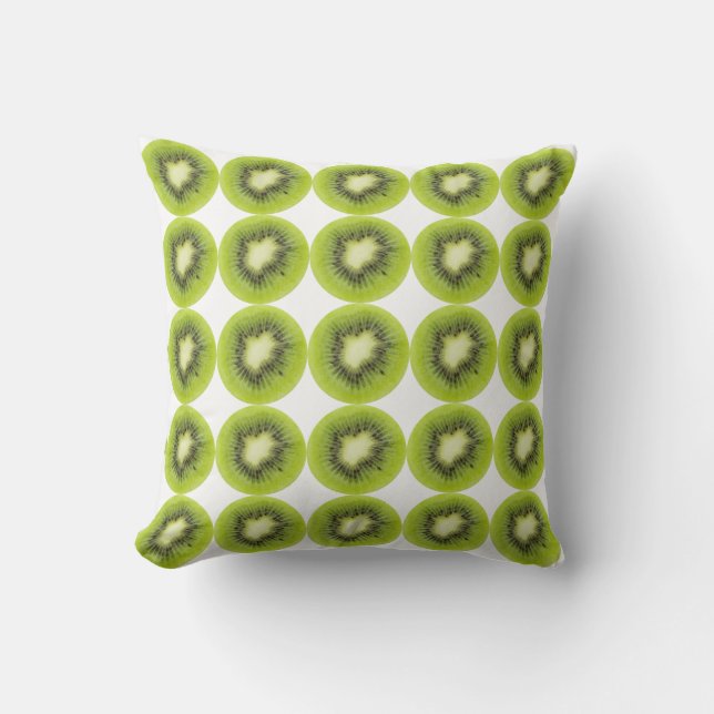 Fresh kiwi fruit background. Round slices pattern Cushion (Front)