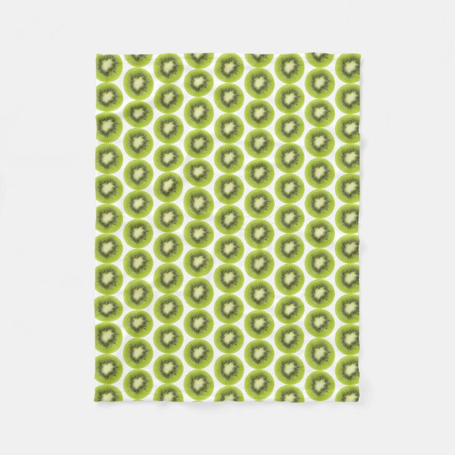 Fresh kiwi fruit background. Round slices pattern Fleece Blanket (Front)