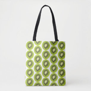 Fresh kiwi fruit background. Round slices pattern Tote Bag