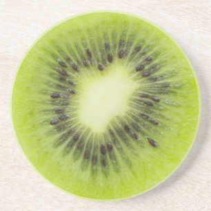 Fresh kiwi fruit. Round slice closeup isolated Coaster