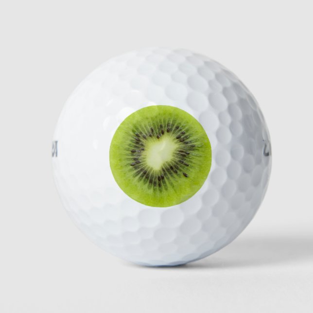 Fresh kiwi fruit. Round slice closeup isolated Golf Balls (Front)