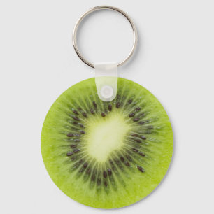 Fresh kiwi fruit. Round slice closeup isolated Key Ring