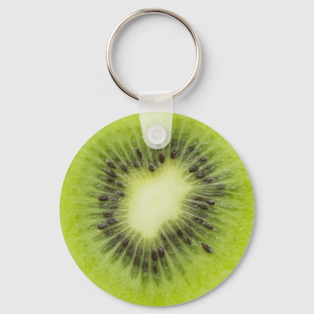 Fresh kiwi fruit. Round slice closeup isolated Key Ring (Front)