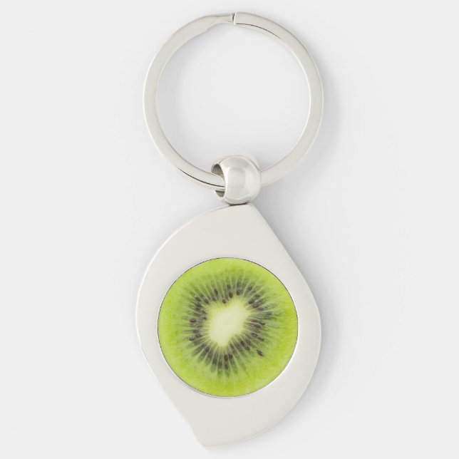 Fresh kiwi fruit. Round slice closeup isolated Key Ring (Front)