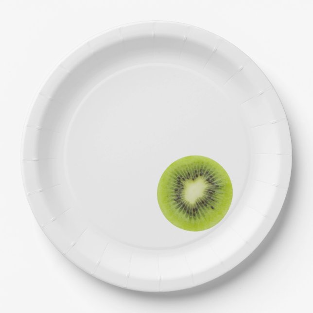 Fresh kiwi fruit. Round slice closeup isolated Paper Plate (Front)