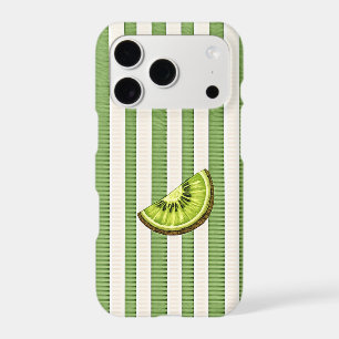 Fresh Kiwi Slice on Sage Green and Cream Stripes