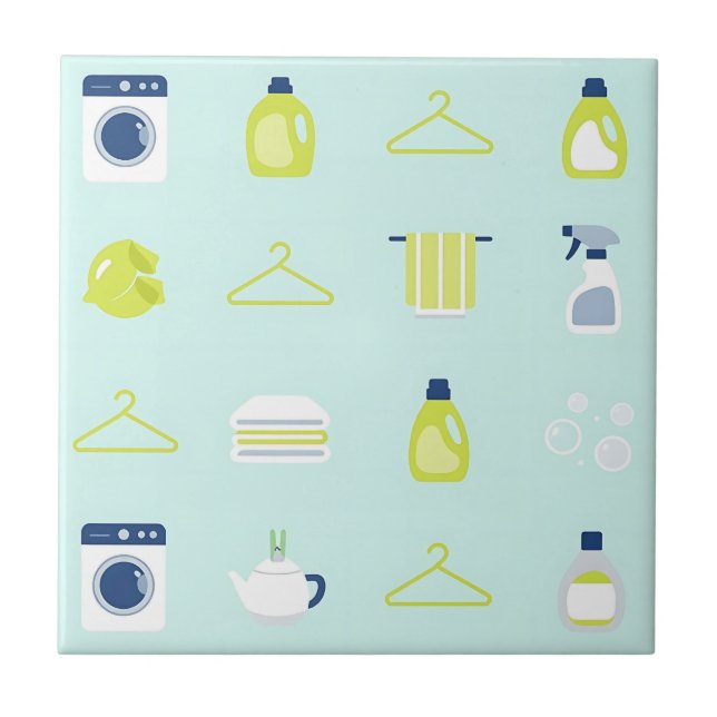 Fresh Laundry Day Pattern Ceramic Tile (Front)